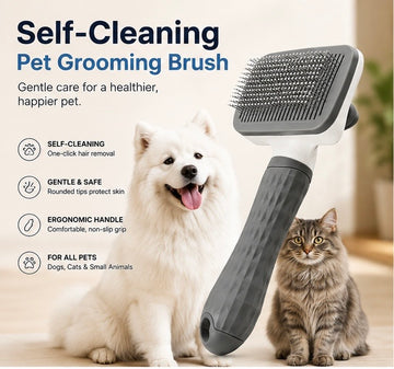 🐾 Self-Cleaning Pet Grooming Brush