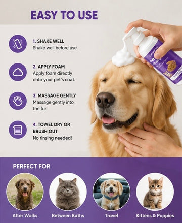 🐾 Waterless Pet Foam Shampoo