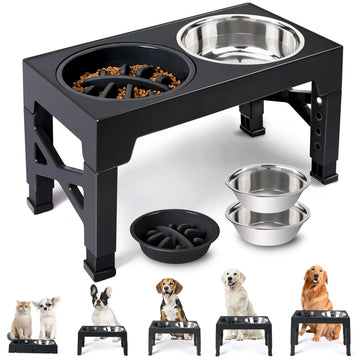🐾 Adjustable Elevated Dog Feeder