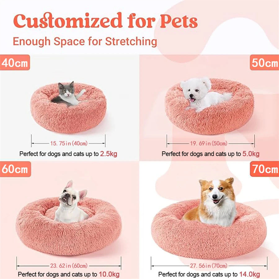 🐾Calming Plush Donut Bed for Dogs & Cats