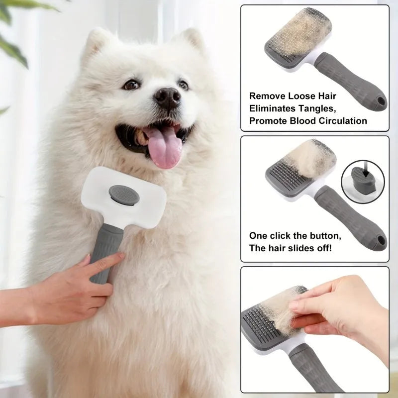 🐾 Self-Cleaning Pet Grooming Brush